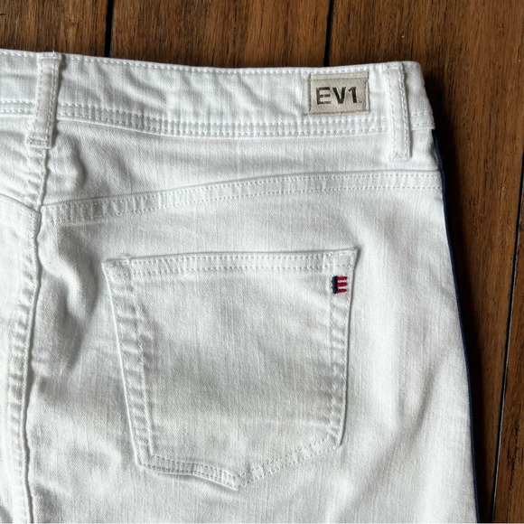 EV1 Red White Blue Stripe White Denim Mini Skirt 12 Racing Cotton Race Preppy - Picture 7 of 11